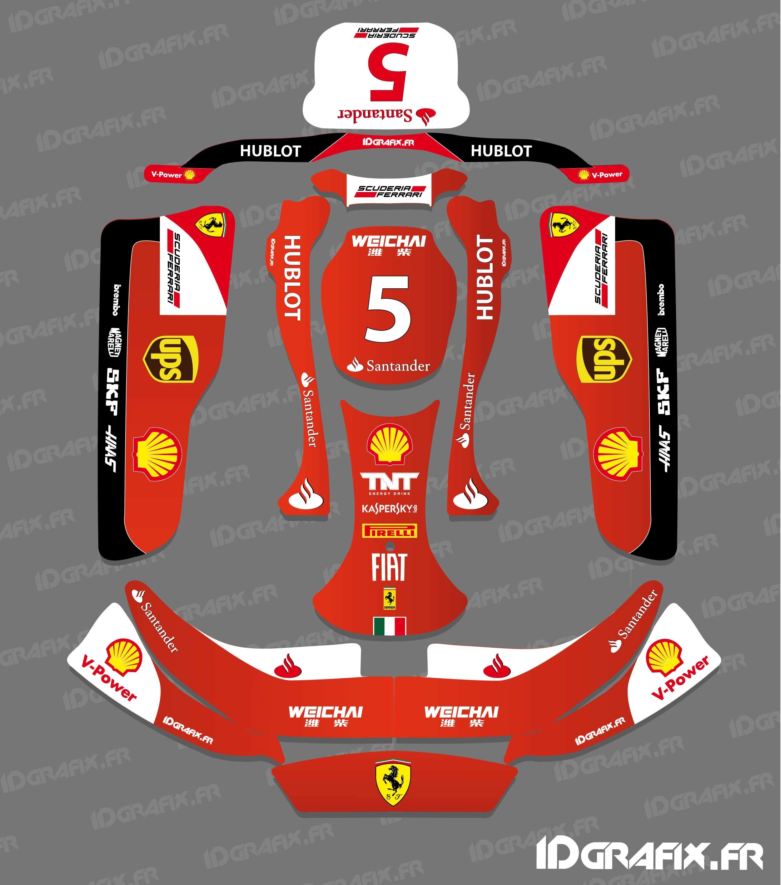 photo du kit décoration , Kit déco F1,series Scuderia pour Karting CRG Rotax 125