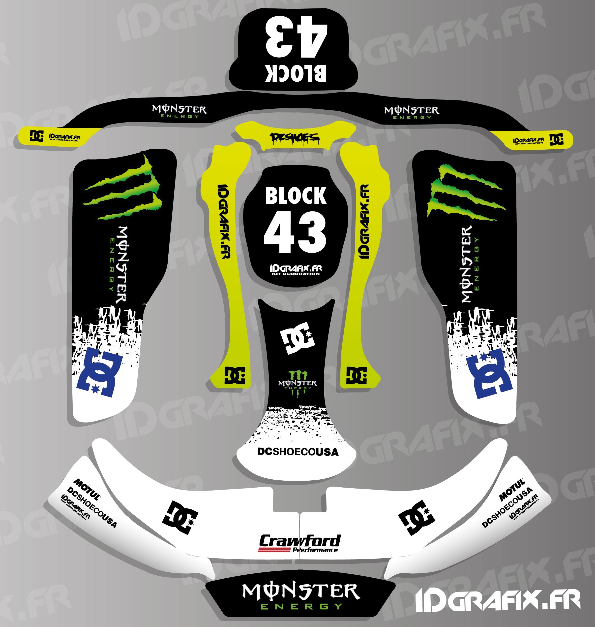photo du kit décoration , Kit déco 100% Perso Block Subaru series pour Karting KG