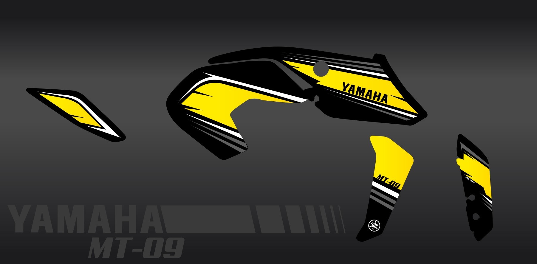 Kit dekor Racing-Gelb - IDgrafix - Yamaha MT-09 (nach 2017 ...