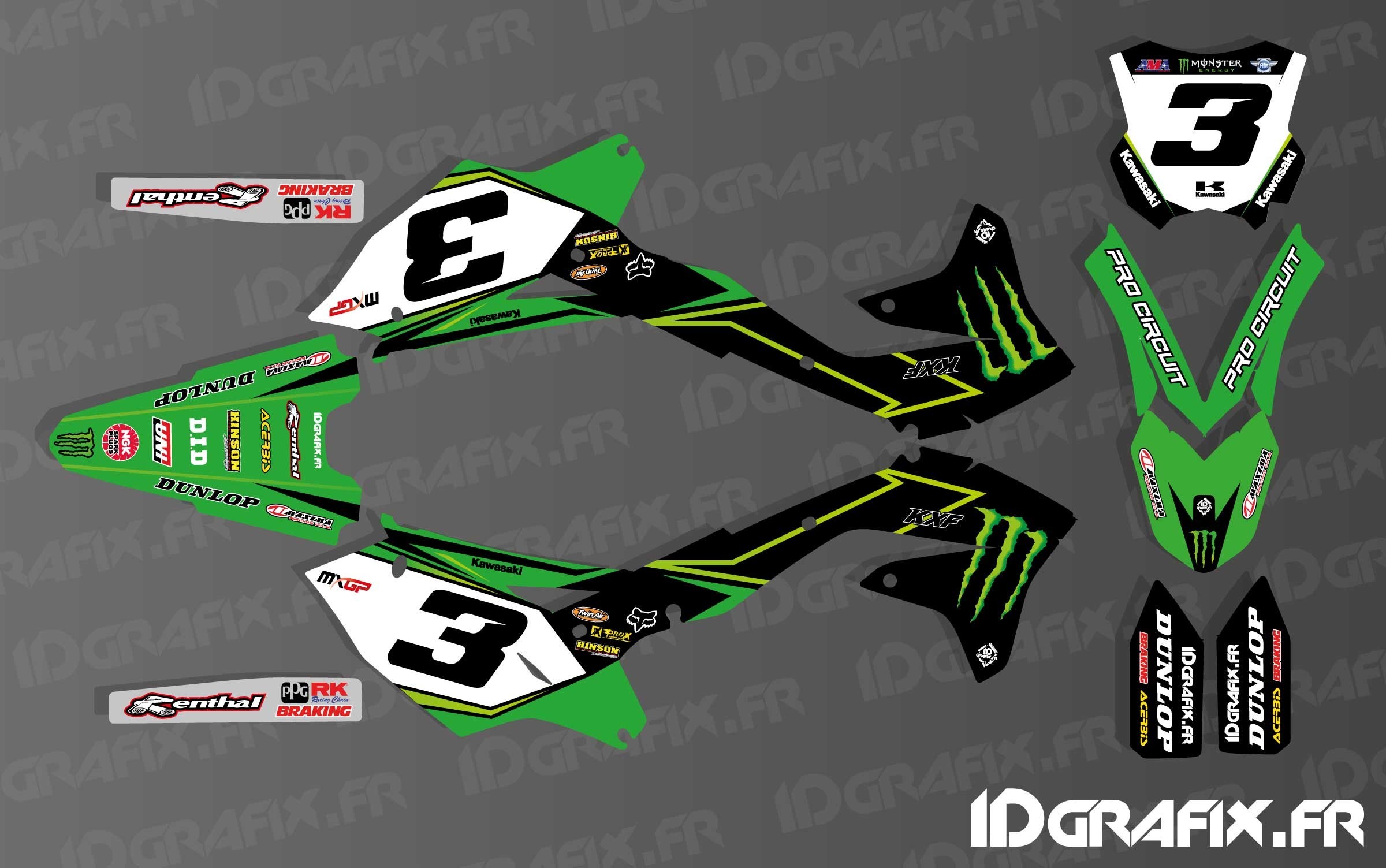 Kit déco Eli Tomac Réplica 2018 pour Kawasaki KX/KXF ...