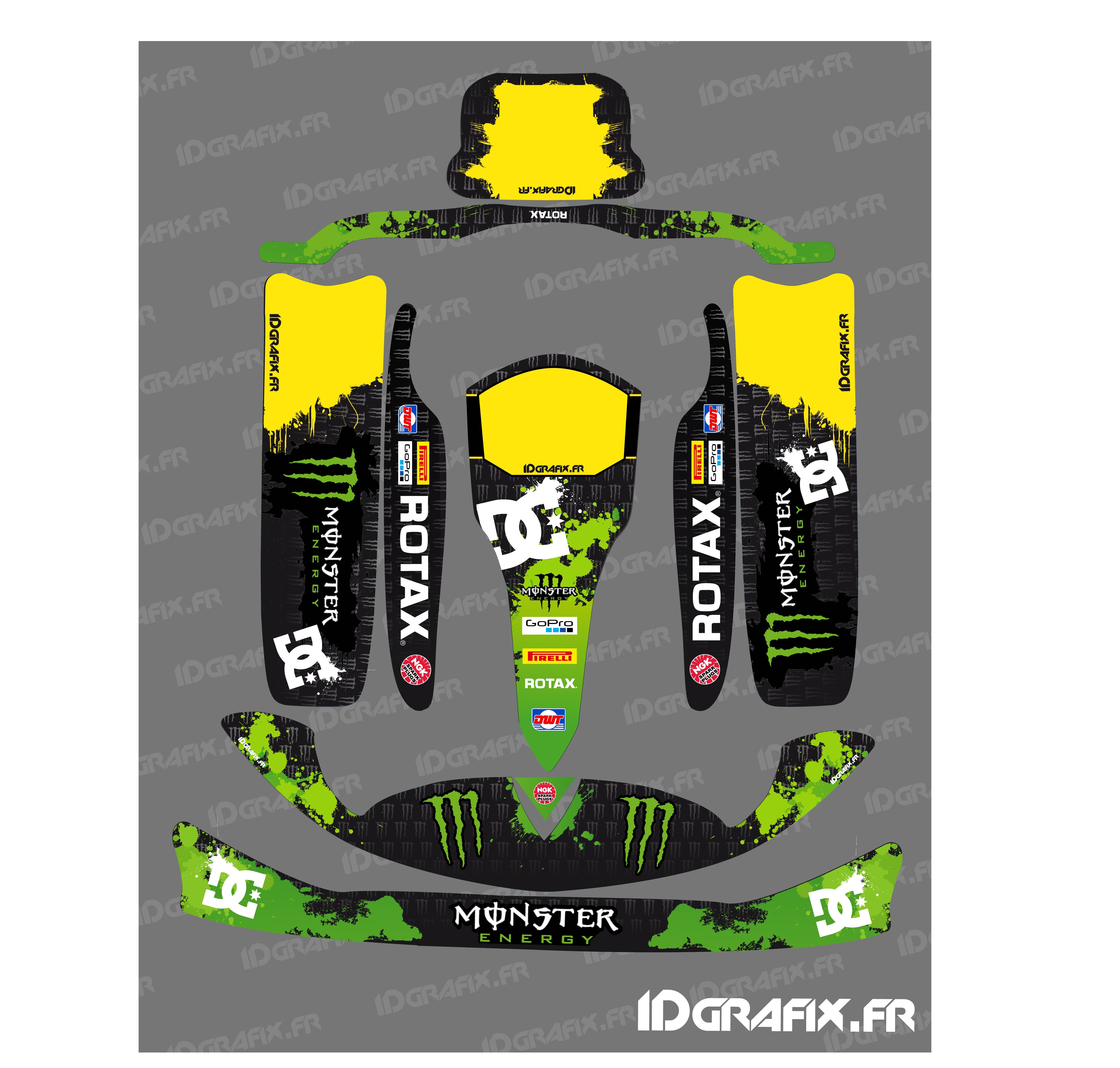 photo du kit décoration , Kit déco 100 % Personnalisé Monster pour Karting Rotax 125