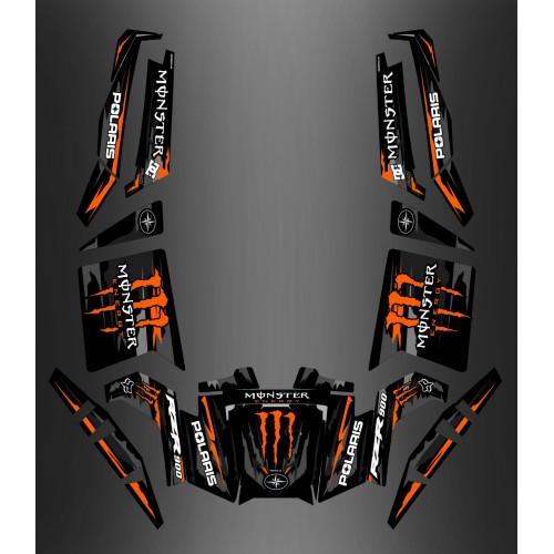 Kit décoration 100% Perso Monster Orange Edition - IDgrafix - Polaris RZR 900 XP