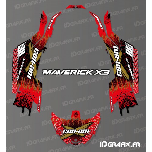 Kit de decoración Agrietado de la Serie Roja - Idgrafix - Can Am Maverick X3 -idgrafix