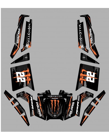 Kit de decoración 100% Personalizado Monstruo Naranja Edición - IDgrafix - Polaris RZR 900 XP - PITTAN