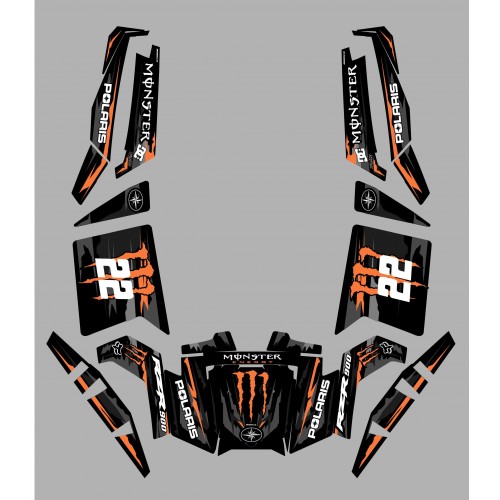 Kit décoration 100% Perso Monster Orange Edition - IDgrafix - Polaris RZR 900 XP - PITTAN