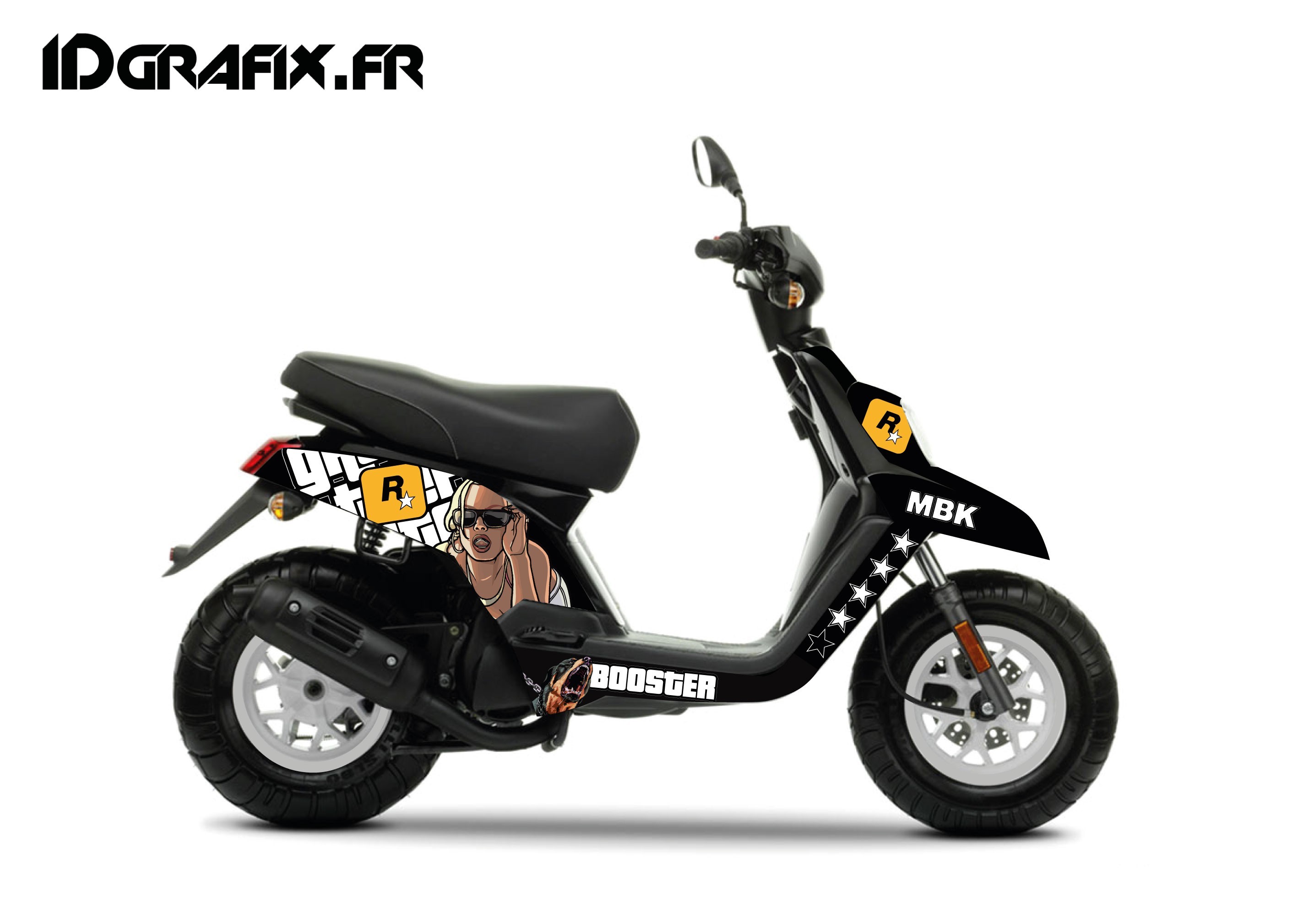 Polaris Outlaw 50 >> Kit decoration Rockstar GTA - IDgrafix - MBK Booster Polaris Outlaw 50 >> Kit decoration Rockstar GTA - IDgrafix - MBK Booster
