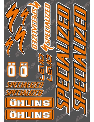 Planche Sticker 21x30cm (Orange/Noir) - Specialized / Ohlins