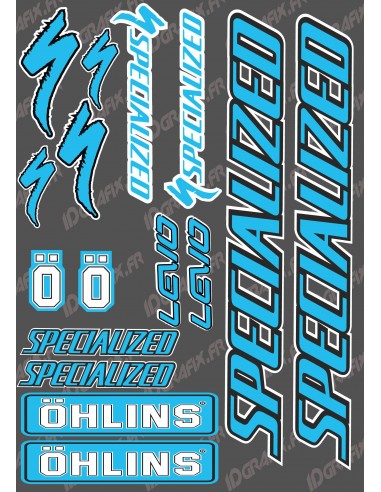 Board Sticker 21x30cm (Blue/Black) - Specialized / Ohlins