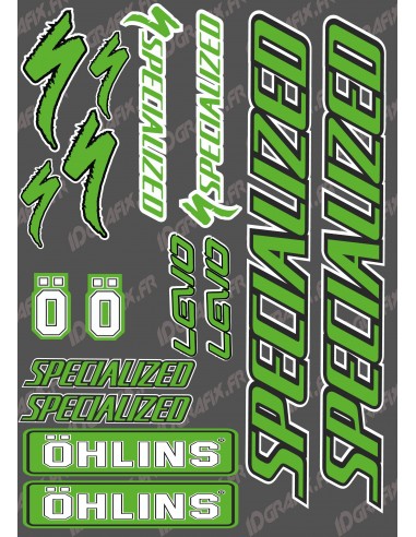 Planche Sticker 21x30cm (Vert/Noir) - Specialized / Ohlins