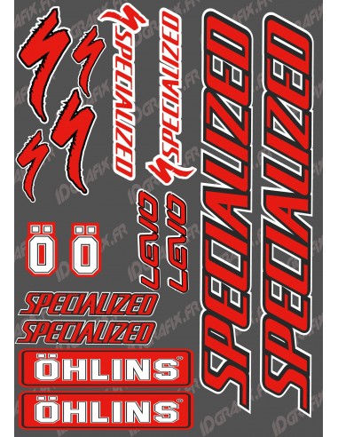 Planche Sticker 21x30cm (Rouge/Noir) - Specialized / Ohlins