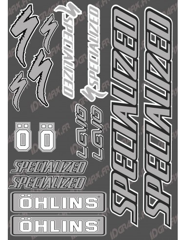 Board Sticker 21x30cm (Grey/Black) - Specialized / Ohlins