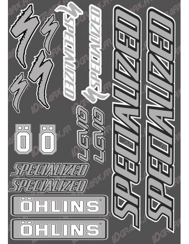 Brett Sticker 21x30cm (Grau/Schwarz) - Specialized / Öhlins