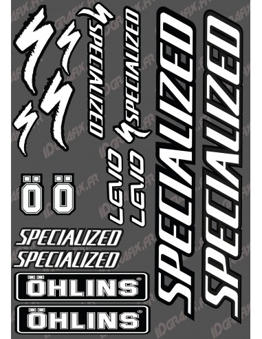 Board Sticker 21x30cm (Black/White) - Specialized / Ohlins