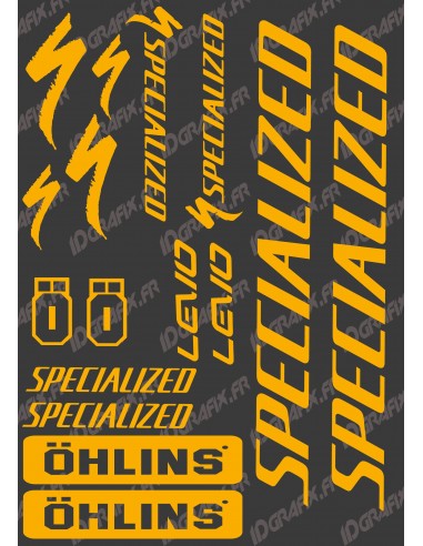 Planche Sticker 21x30cm (Orange Fluo) - Specialized / Ohlins