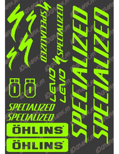 Planche Sticker 21x30cm (Vert Fluo) - Specialized / Ohlins