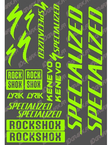 Planche Sticker 21x30cm (Vert Fluo) - Specialized / Lyrik