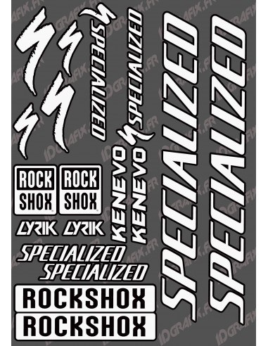 Planche Sticker 21x30cm (Blanc/Noir) - Specialized / Lyrik