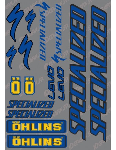 Planche Sticker 21x30cm (Bleu/Noir/Jaune) - Specialized / Ohlins
