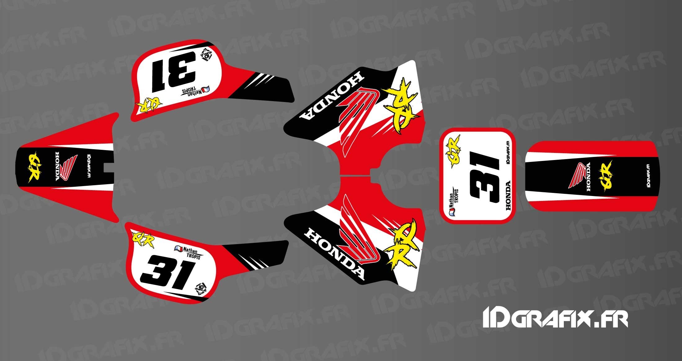 Kit decoration Vintage Full (Red/Black) IDgrafix Honda QR 50