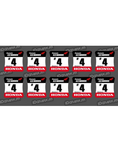 Lot de 10 Stickers de moyeux de roues HONDA