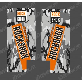 STICKERS PROTECTION FORK ROCKSHOX REBA (Camo Orange) - IDgrafix