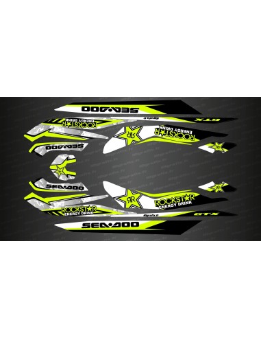 Kit décoration Rockstar Jaune Lime pour Seadoo GTX (jusqu'a 2017)