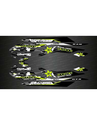 Kit décoration CAMO Rockstar Edition Jaune Lime pour Seadoo GTX (jusqu'a 2017)