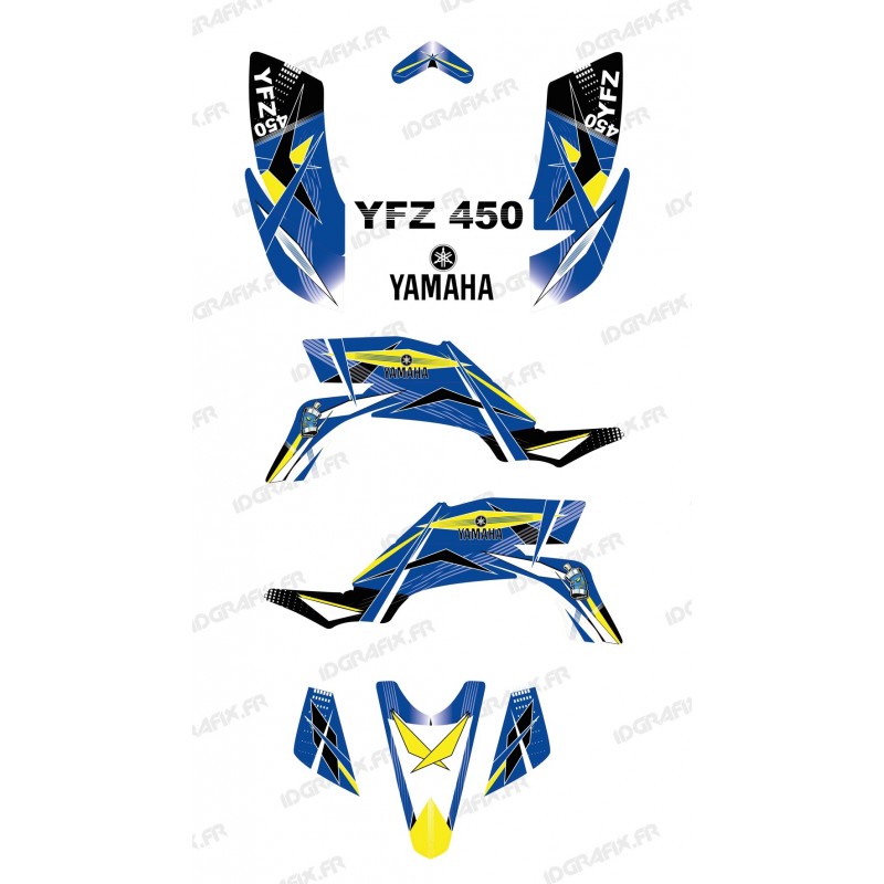Kit décoration Geometric Bleu - IDgrafix - Yamaha YFZ 450 - Idgrafix