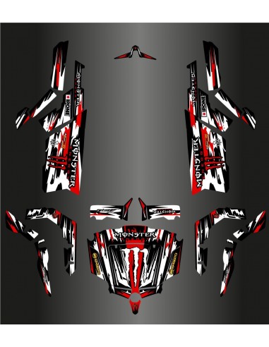 Kit décoration Monster Edition FULL (Blanc/Rouge) - Idgrafix - CF Moto ZForce