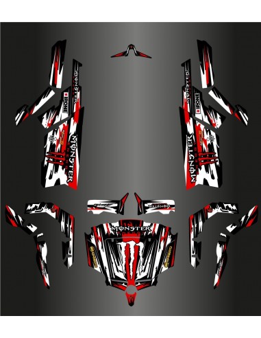 Kit dekor Monster Edition FULL (Weiß/Rot) - Idgrafix - CF Moto ZForce