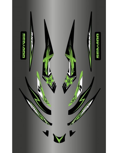Kit de decoración de Rockstar Verde para Seadoo RXT 215-255