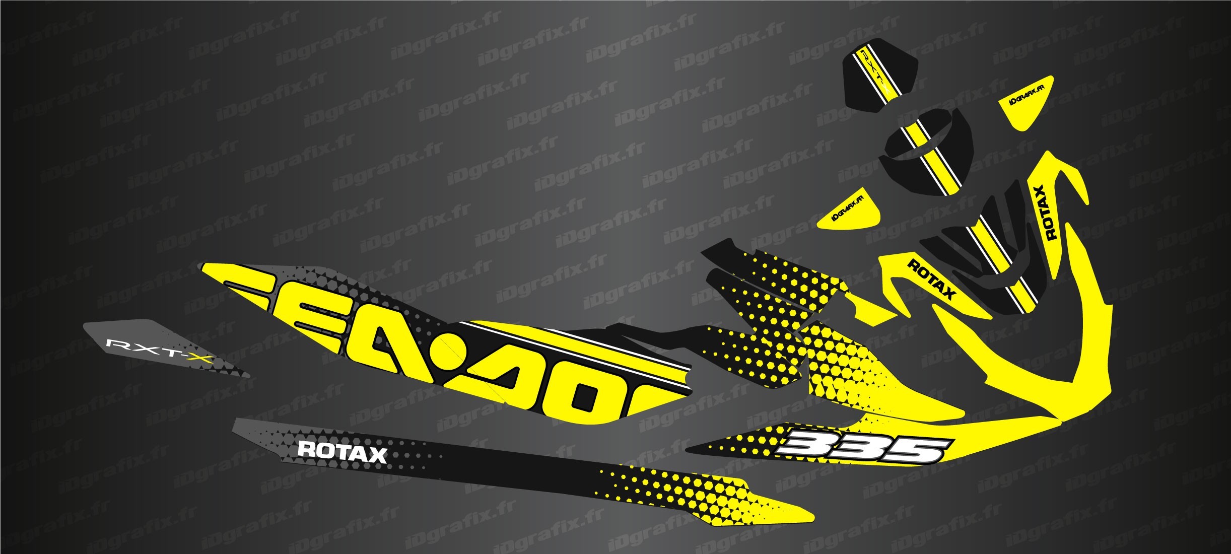 SEADOO RXT RXTX 300 2018 stickers kit decals graphics for Yellow jet ski vinyl 