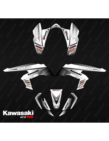 Kit dekor Racing Power Schwarz/Weiß - IDgrafix - Kawasaki KFX 450R