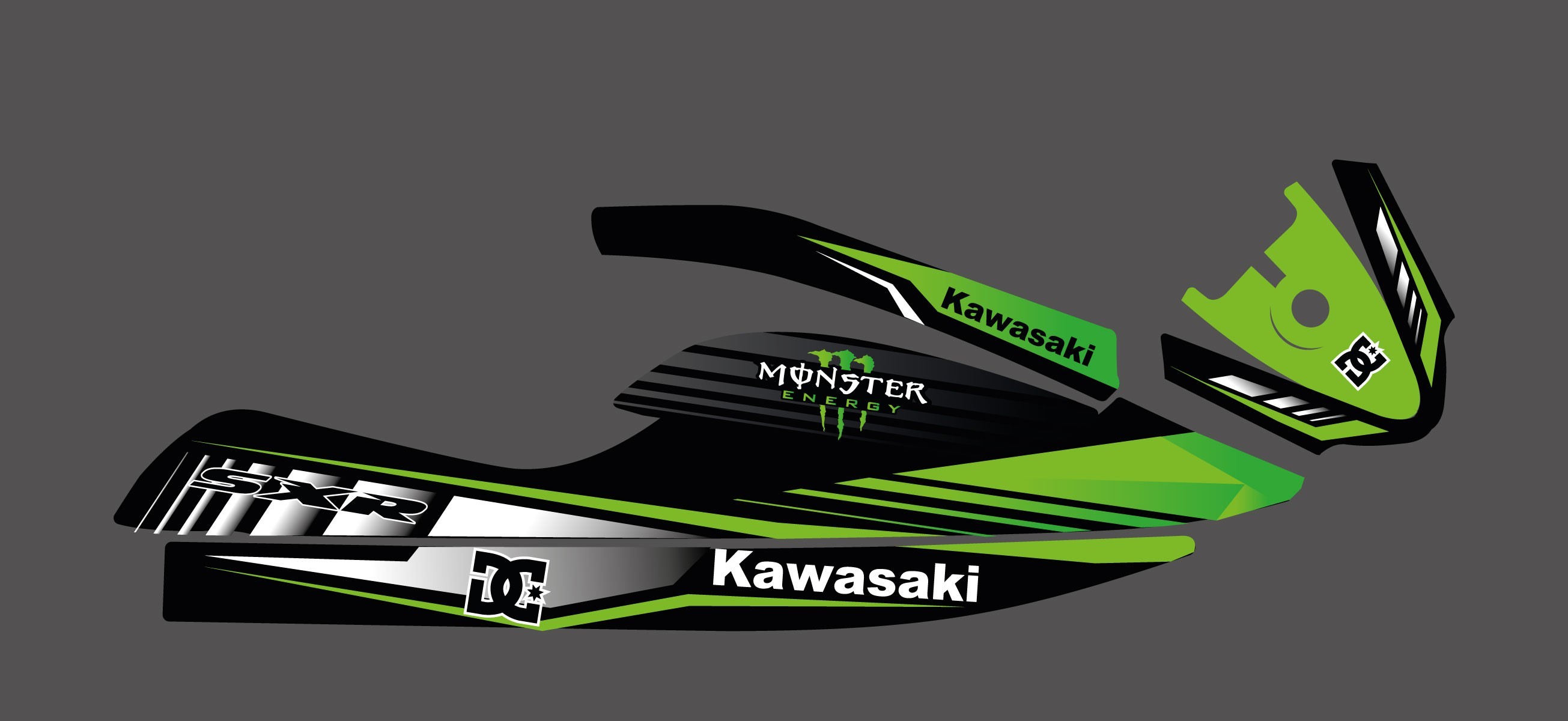 Kit deco custom Monster Edition (green) for Kawasaki SXR 800