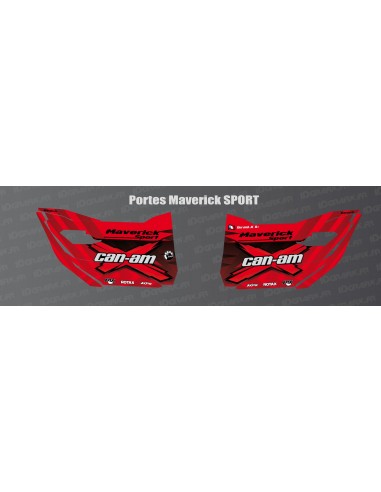 Stickers Factory Edition (rouge) pour portes Can Am Maverick SPORT