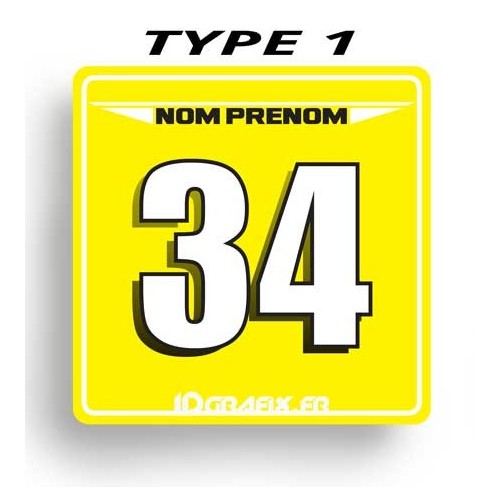 Plaque Numéro 100 % Perso - Type 1 (Jaune)