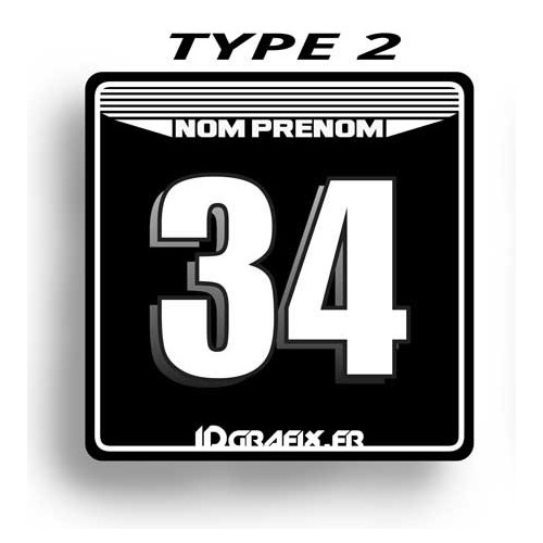 Plaque Numéro 100 % Perso - Type 2 (Noir)