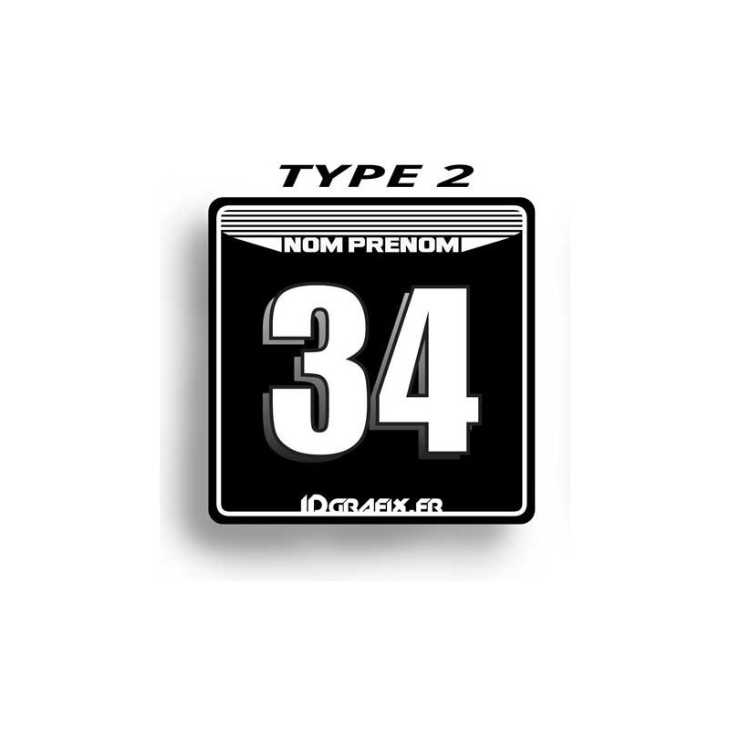 Plaque Numéro 100 % Perso - Type 2 (Noir) - Idgrafix