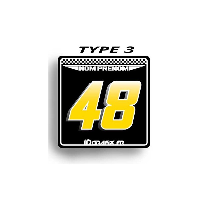 Plaque Numéro 100 % Perso - Type 3 (Noir) - Idgrafix
