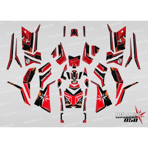 Kit de decoración de SpiderStar Rojo/Negro (Completo) - IDgrafix - Polaris Scrambler 850