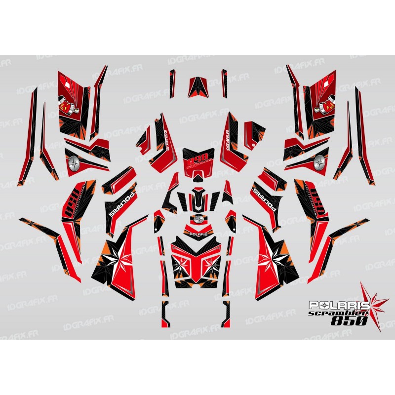 Kit décoration SpiderStar Rouge/Noir (Full) - IDgrafix - Polaris 850 Scrambler-idgrafix