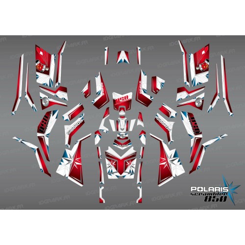 Kit dekor SpiderStar Rot/Weiß (Full) - IDgrafix - Polaris Scrambler 850/1000