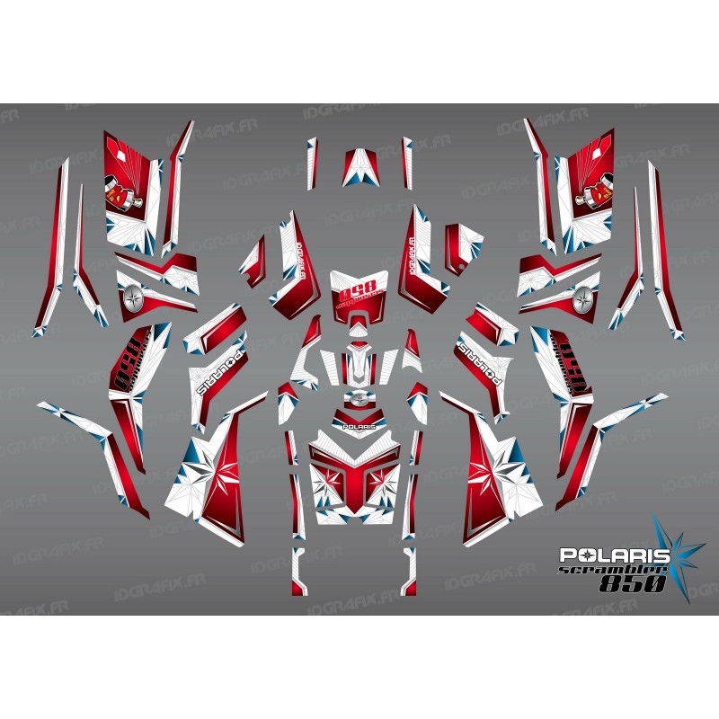 Kit de decoración de SpiderStar Rojo/Blanco (Completo) - IDgrafix - Polaris 850/1000 Scrambler -idgrafix