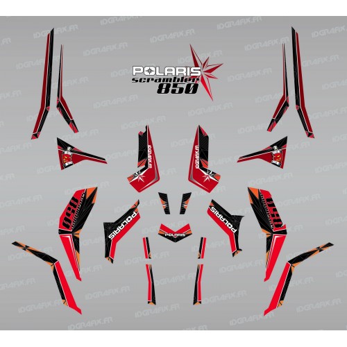 Kit de decoración de SpiderStar Rojo/Negro (Luz) - IDgrafix - Polaris Scrambler 850 -idgrafix