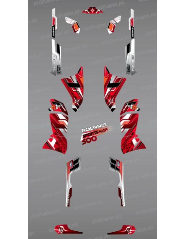 Kit de decoración de Picos Rojos de la Serie - IDgrafix - Polaris 500 Deportista