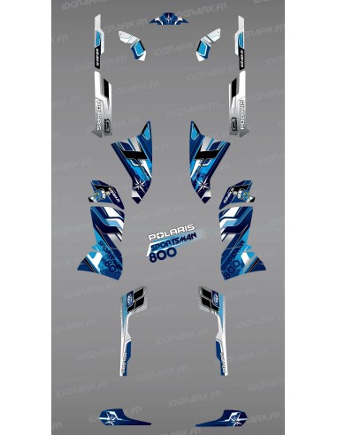 Kit de decoración Azul Picos de la Serie - IDgrafix - Polaris 800 Deportista