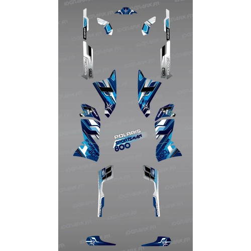 Kit de decoración Azul Picos de la Serie - IDgrafix - Polaris 800 Deportista 