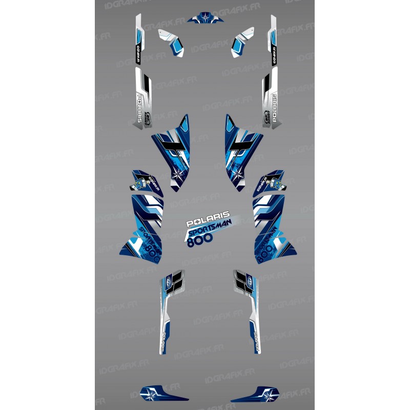 Kit décoration Blue Pics Series - IDgrafix - Polaris 800 Sportsman -idgrafix