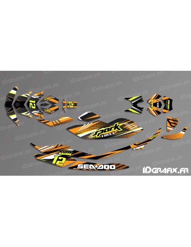 Kit dekor-Full-BRIDGE-Edition (Orange/Weiß) für SEADOO SPARK