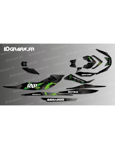 Kit de decoración 100% Personalizado Monster Edition (Gris/Verde) para Seadoo RXP-X 260 / 300